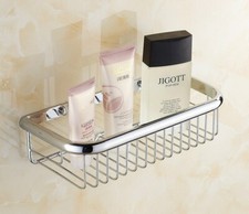 Chrome Brass Bathroom Wall Mount Soap / Sponge Shower Storage Basket 2ba513