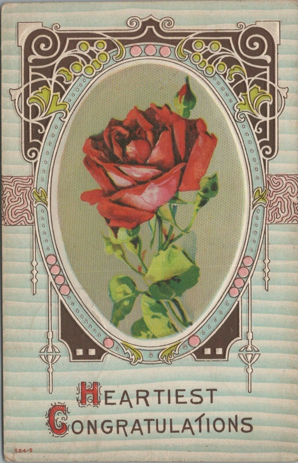 Heartiest Congratulations Roses Posted Divided Back Vintage Post Card ...