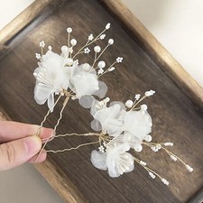 Mesh Flower Wedding Bridal Hair Pins U Shape Barrette Hair Hairpins Pearl Headwe