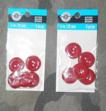 Loops & Threads Two Packs Of 5 Each 7/8 in / 22 MM Red Buttons