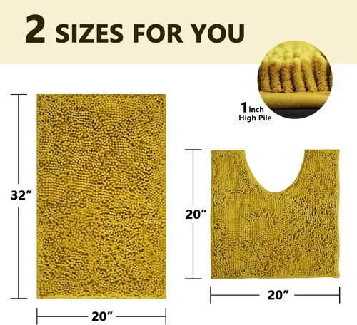 Chenille Bath Rug Set 2-Piece - Absorbent Non-Slip Mats Soft Bathroom Decor - 第 108/239 張圖片