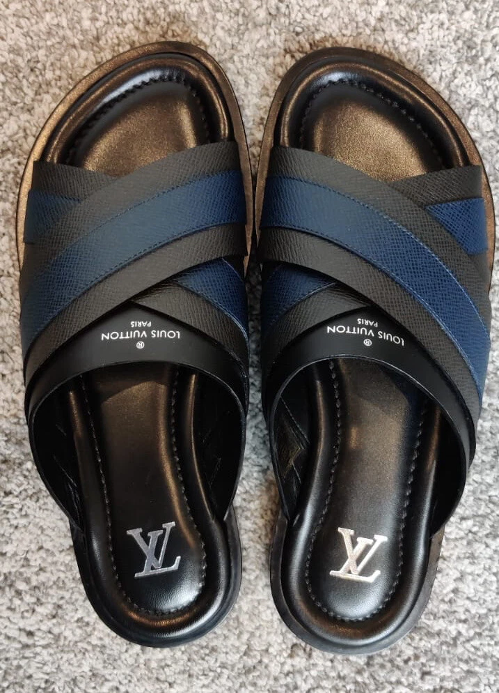 Louis vuitton black men's slides sales