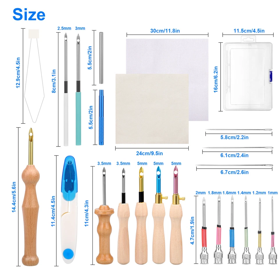 Kit de 36 piezas de tela de aguja perforadora mango de madera bolígrafo bordado para hilo dental punto de cruz Foto 2 de 4