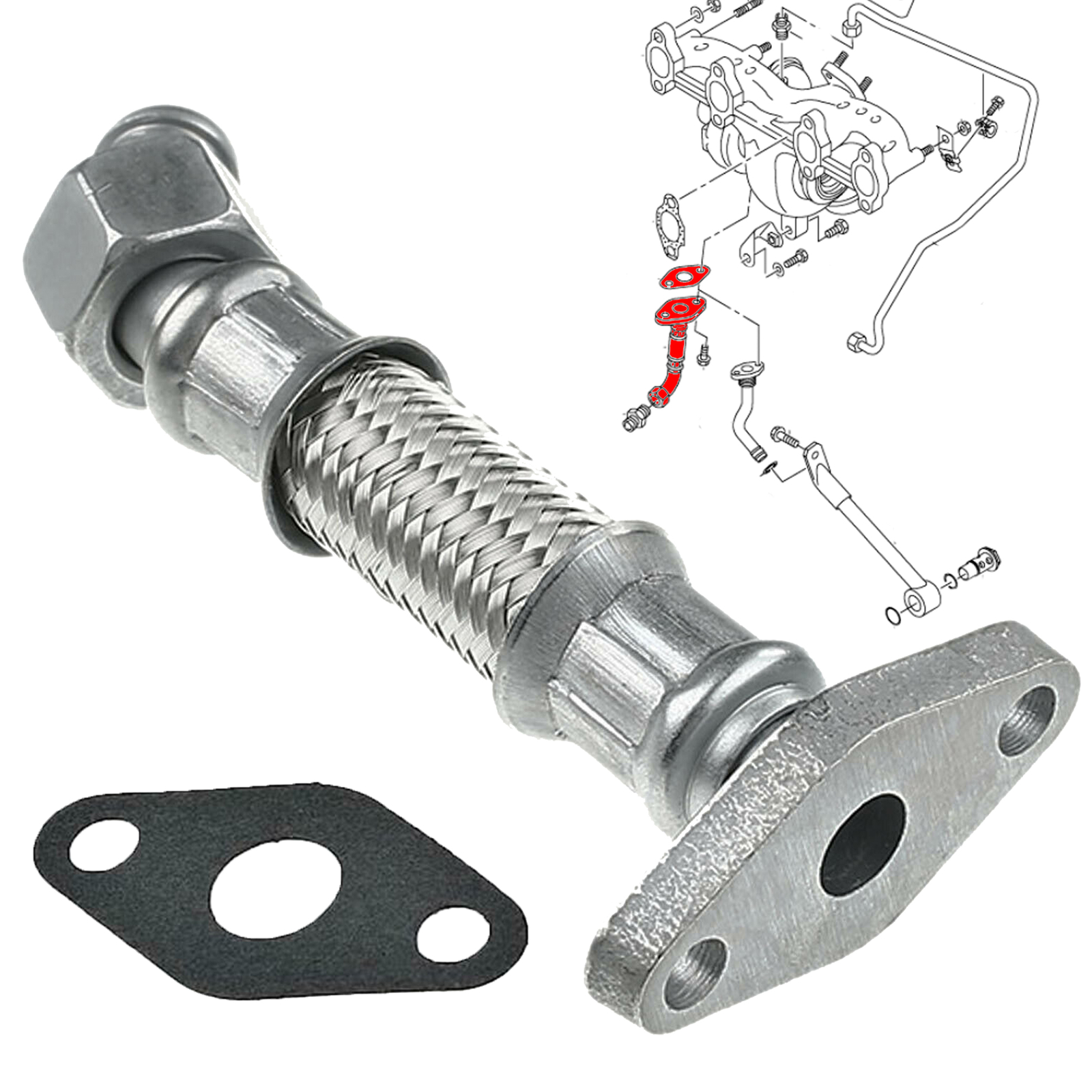 Flexible retour d'huile de turbo pour Golf 4 et A3 1.9 TDI