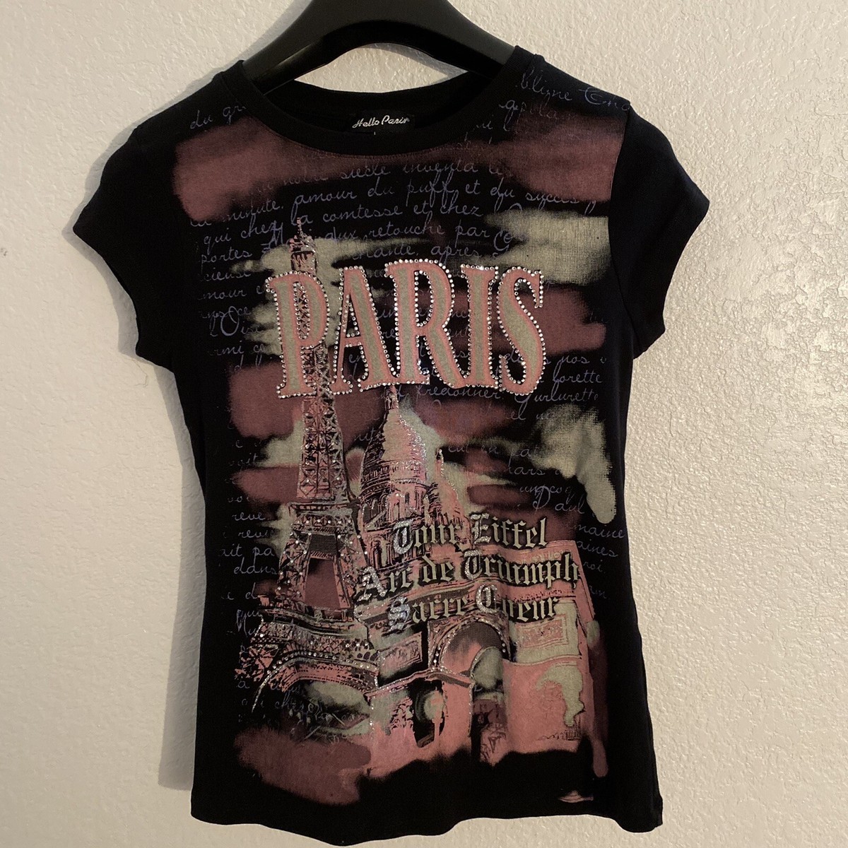HELLO PARIS Tour Eiffel COLORFUL Black/Pink T-Shirt with HELLO PARIS Tour Eiffel COLORFUL Black/Pink T-Shirt with