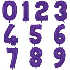 Purple Number Balloons 0-9 Foil 34 inches