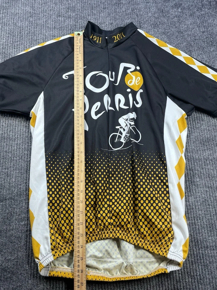 Camiseta deportiva de ciclismo Pace Tour De Perris para hombre mediana negra blanca dorada con gráficos Foto 2 de 3