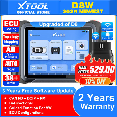 XTOOL D8W WIFI All System Diagnostic OBD2 Scanner 38+ Services Topology Mapping