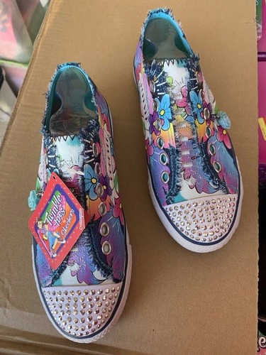 New Girls Skechers Shuffles PIXIE Denim 