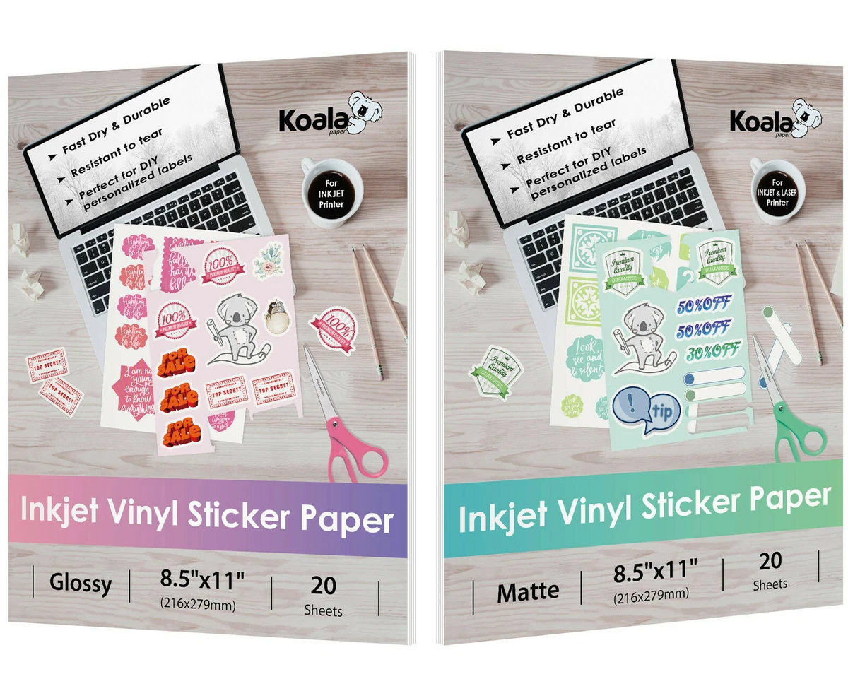 40 Glossy Matte Printable Vinyl Sticker Paper Waterproof for Inkjet Laser  8.5x11 | eBay