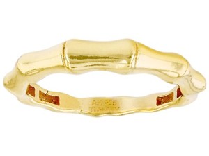 Authentic Graduated Bamboo Band Ring 18K Yellow Gold Plated Sterling Silver 6 12