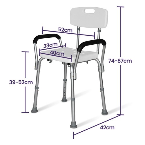 EQUIPMED Shower Chair Bath Seat Stool Bathroom For Elderly Adults Disabled 120kg - Picture 8 of 9