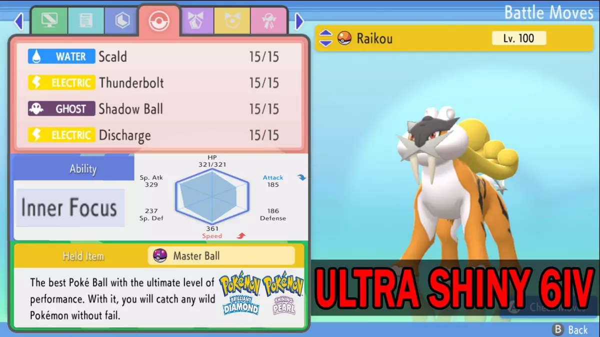 Shiny RAIKOU 6IV / Pokemon Brilliant Diamond and Shining Pearl 