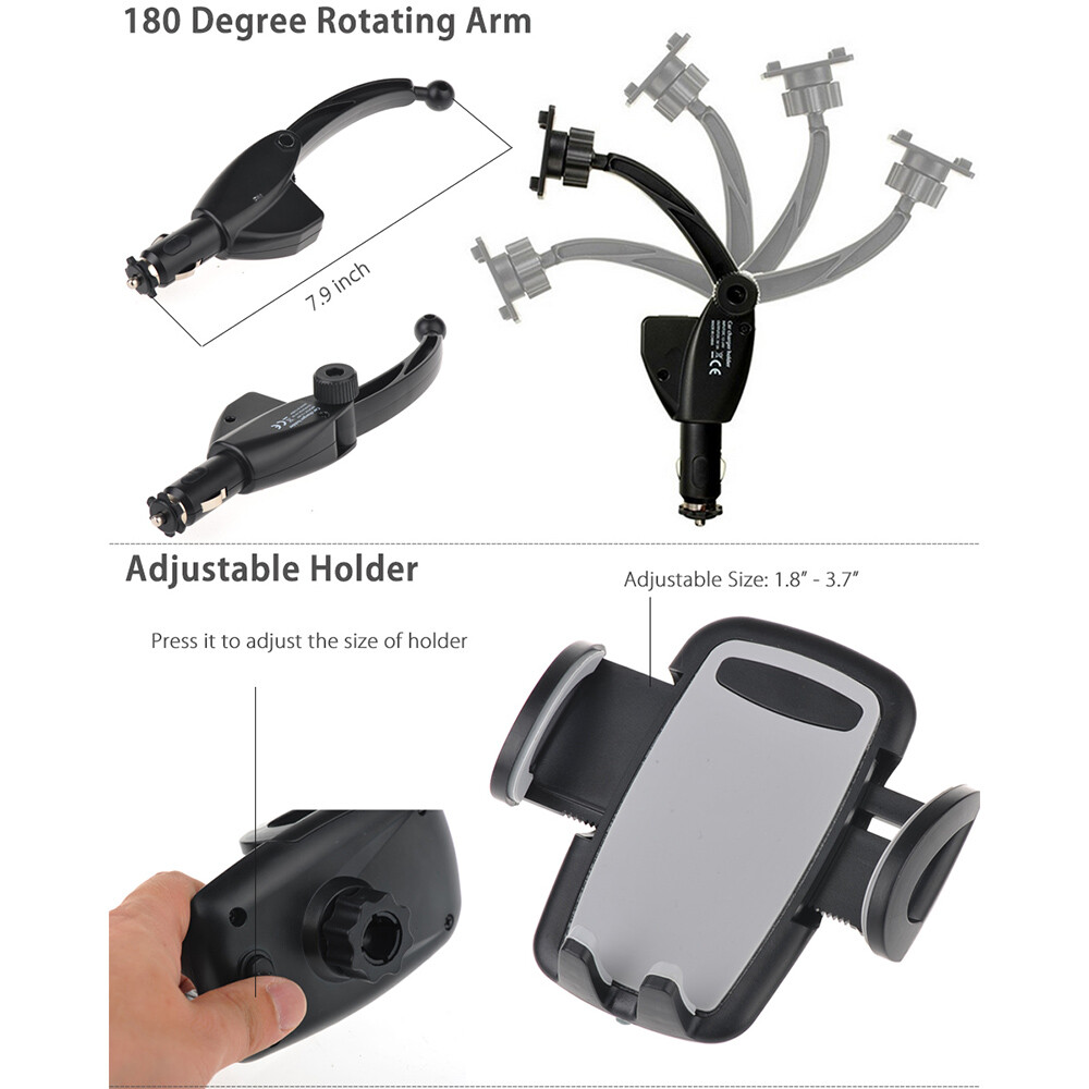Car Cigarette Lighter Car Mount Mobile Holder Stand Car Phone Holders
