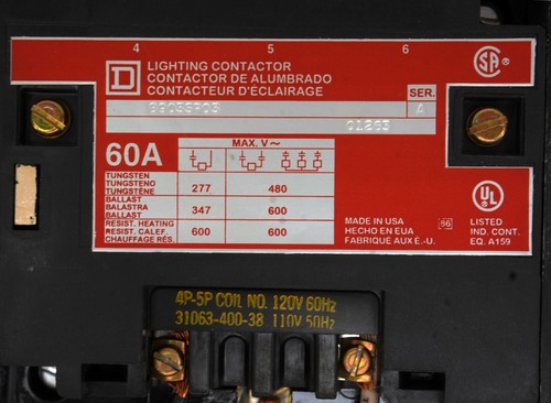8903SP03 SQUARE D Lighting Contactor 60A 600V/277 with 120V coil With Box - Picture 3 of 11