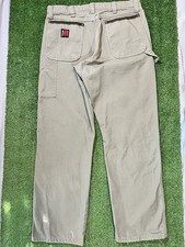 Wrangler Riggs Workwear Carpenter Pants Mens 34 x 32 Brown Ripstop Canvas Cotton
