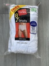 Hanes Men' White Tagless 6 Pack Briefs Sz M 32-34 Soft Breathable Full Rise New