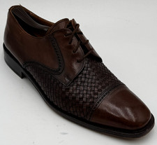 Principe Men’s Shoes Size 10 Brown Leather Cap Toe Oxford Basket Weave Shoes