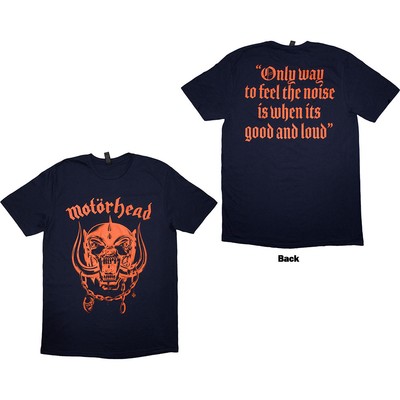 Motorhead Unisex T-Shirt: Good Loud (Navy Blue) (Back Print) (X
