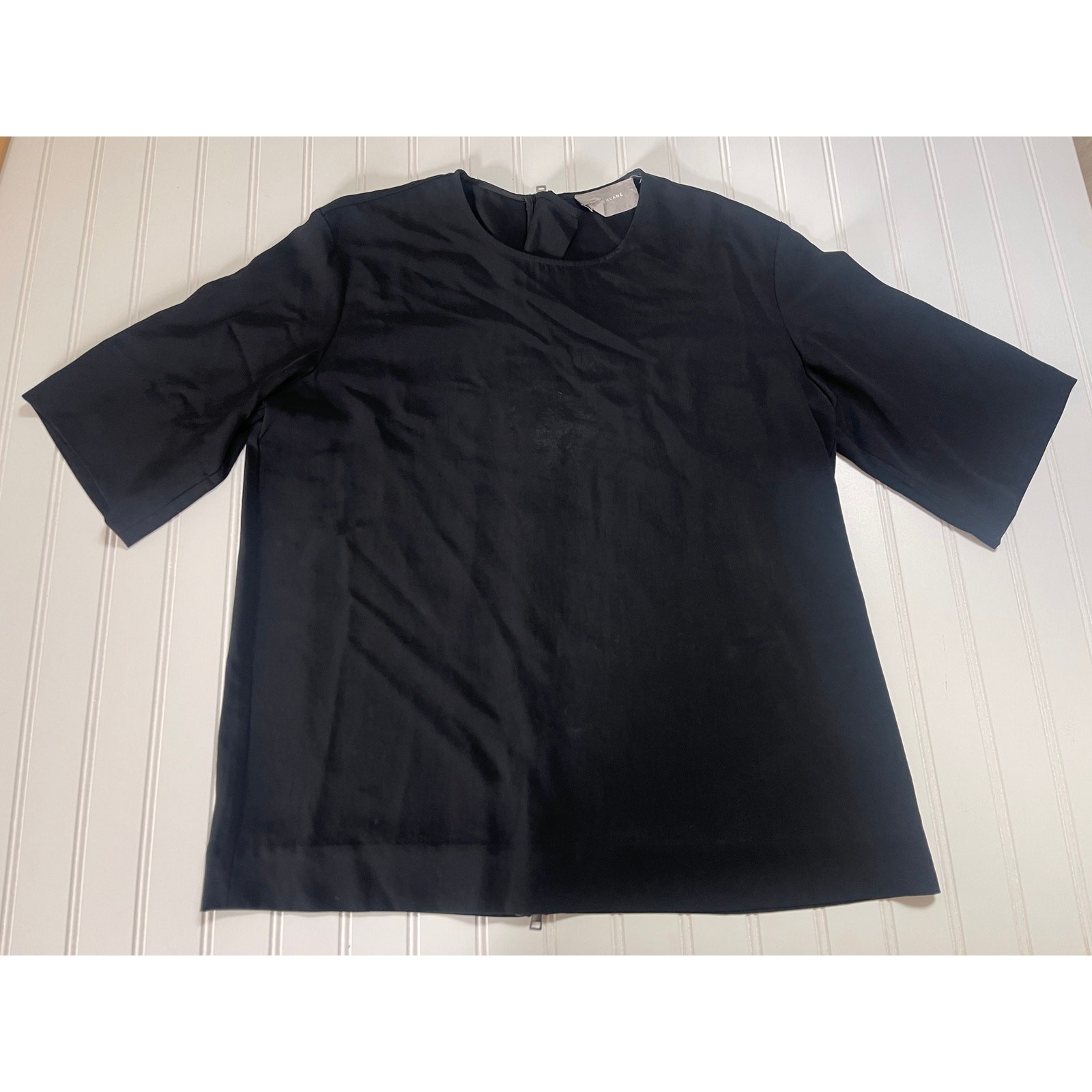 Everlane Black The Japanese GoWeave Back-Zip Tee Top Blouse Size Women's 8 