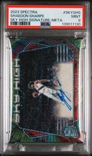 2023 PANINI SPECTRA SKY HIGH SIGNATURES META #SKYSHS SHAEDON SHARPE RC /25 PSA 9