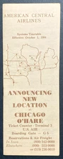 American Central Airlines Timetable Effective October 1, 1984