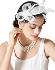 Fascinators Headband with Feather, Women'S Tea Party Hat for Kentucky Derby, Coc
