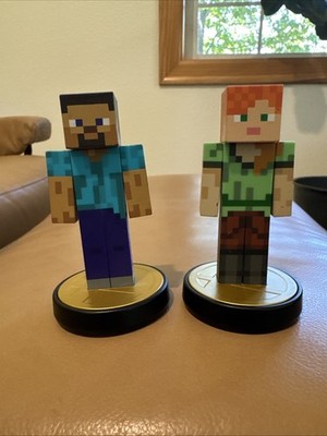 Steve & Alex Super Smash Bros. Minecraft Amiibo Figures Nintendo 