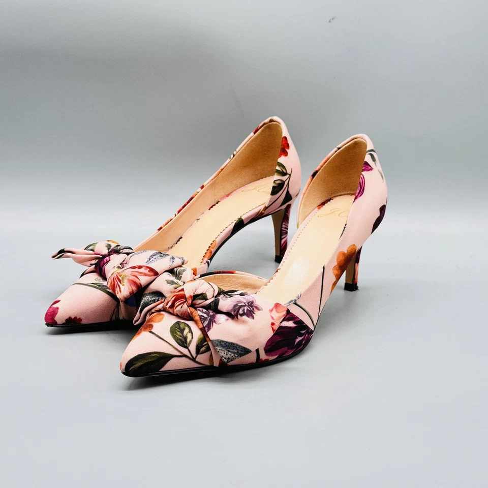 Zapatos de salón J Crew para mujer 5,5 rosa estampado floral punta con lazo sin cordones Foto 4 de 4