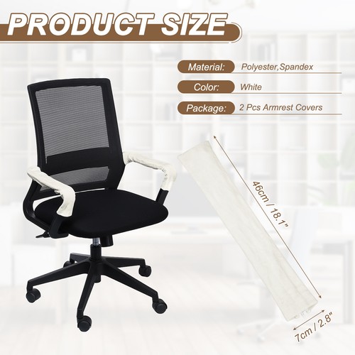 2Pcs Office Chair Armrest Covers Protectors with Zipper, White - Afbeelding 2 van 6