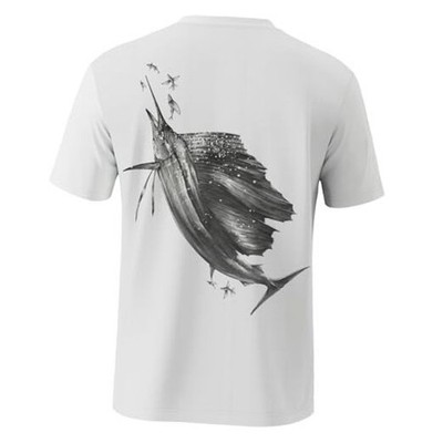  Mens Fishing Shirts UPF 50+ Sun Protection Short 3X-Large White / Sailfish
