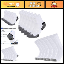 6 Pairs Men's Athletic Ankle Cushioned Crew Socks, Size 9-12, Comfortable Fit