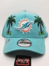New Era Miami Dolphins Aqua Palm Trees 9forty A-Frame Snapback Hat Cap 