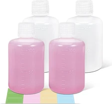 3.4Oz/100Ml Narrow Mouth Plastic Bottles with Caps, HDPE Laboratory Grade Gradua
