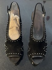 Marc Fisher Teron Black High Heel Platform Suede Sling Back Women's Shoe 8 NEW