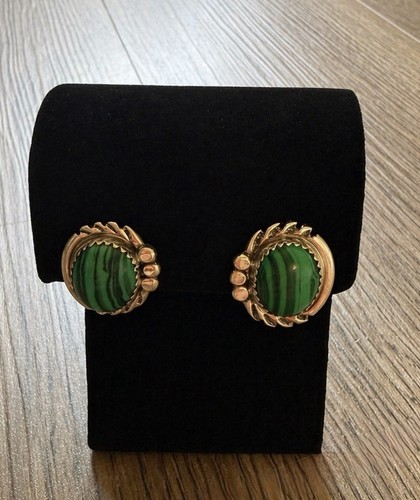 Malachite Earrings Sterling Silver Malachite Studs Vintage 925 Stud Earrings