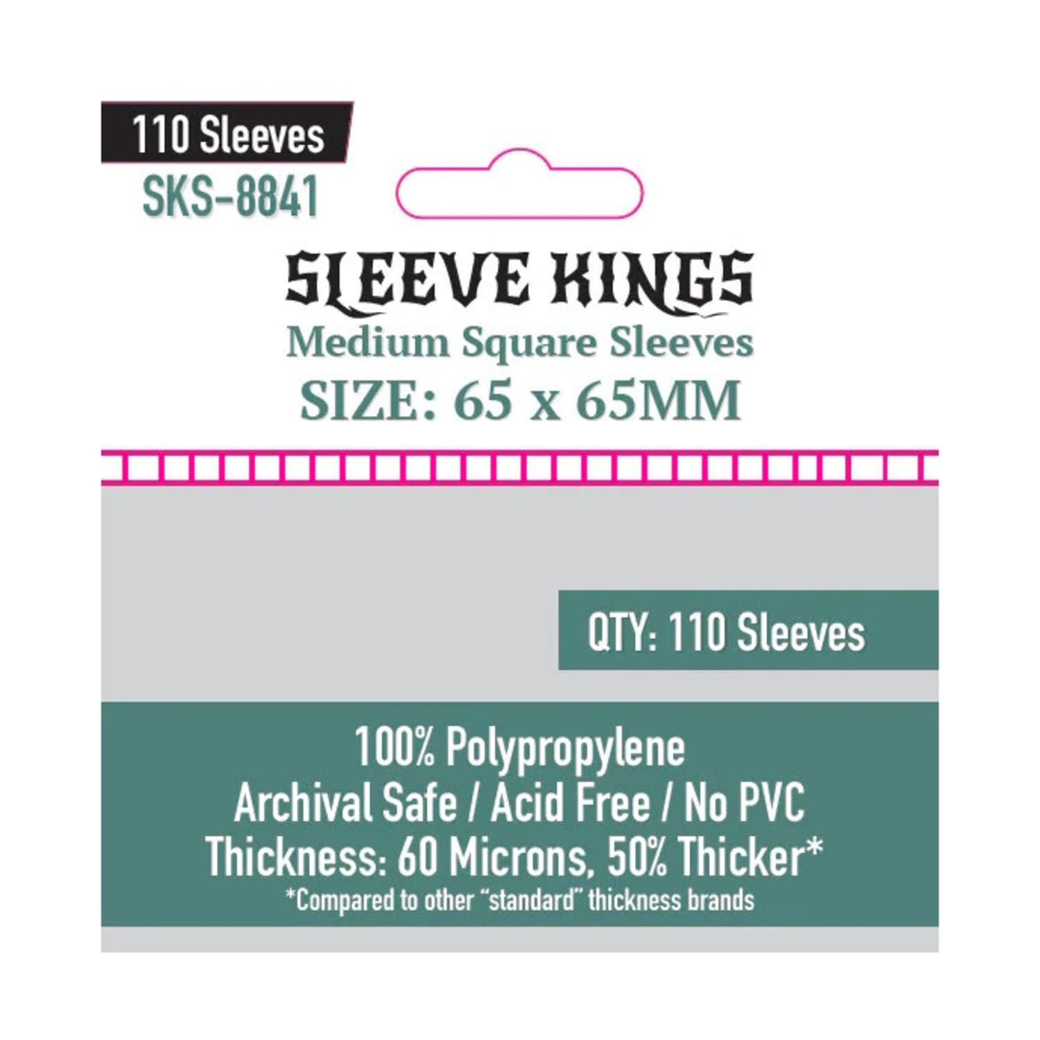 Medium Square Sleeves (65 X 65 MM) 110 Pack, 60 Microns