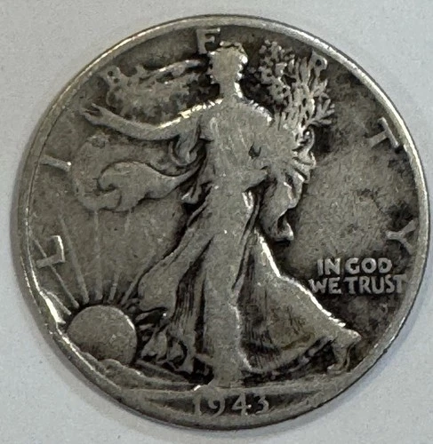 1943 Walking Liberty Half Dollar 50C Silver Circulated US Coin VF