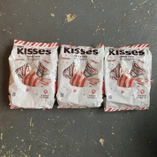 3 HERSHEY'S KISSES Candy Cane Flavored Peppermint Christmas Bulk Bag 34.88 Oz Ea
