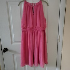 Adrianna Papell Pink Chiffon Sleeveless Dress 12 Wedding Prom Homecoming