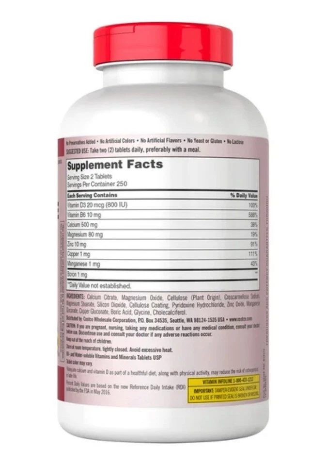 Kirkland Signature Citrato de Calcio, Magnesio y Zinc, 500 Comprimidos Foto 2 de 2