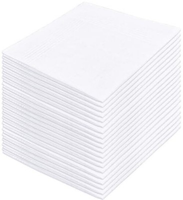 DHOOZ 20 Pcs Cotton Handkerchiefs, White Men's Handkerchiefs & Pocket Squares,