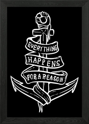 Everything Happens For A R Framed Wall Art Poster Canvas Print Picture