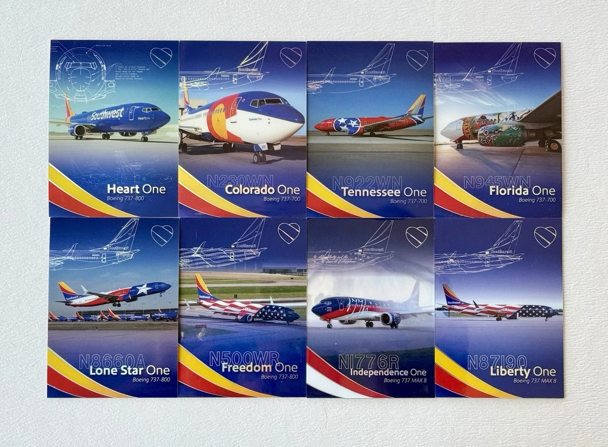 🔥Southwest Airlines Trading Cards Full Set of 8 Cards w/ protector