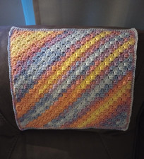 crochet handmade baby doll blanket lovey 15” X 15” rainbow parfait USA made