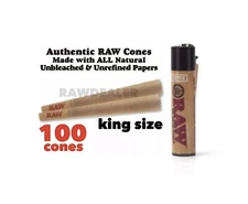 RAW cone Classic king size Cones(100 pk)+raw  refillable clipper lighter