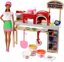 Barbie Cooking  Baking Pizza Making Chef Doll Play Set, Brunette New Box Damage