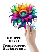 Neon Sunflower UV DTF Transparent Sticker / Decal