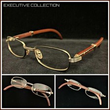Classy Elegant Sophisticated Hip Hop Clear Lens EYE GLASSES Silver  Wood Frame