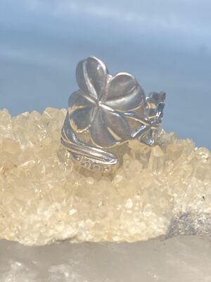 Vierblättriges Kleeblatt Löffel Ring Gr. 7,50 Glücksband Sterlingsilber Damen Adj